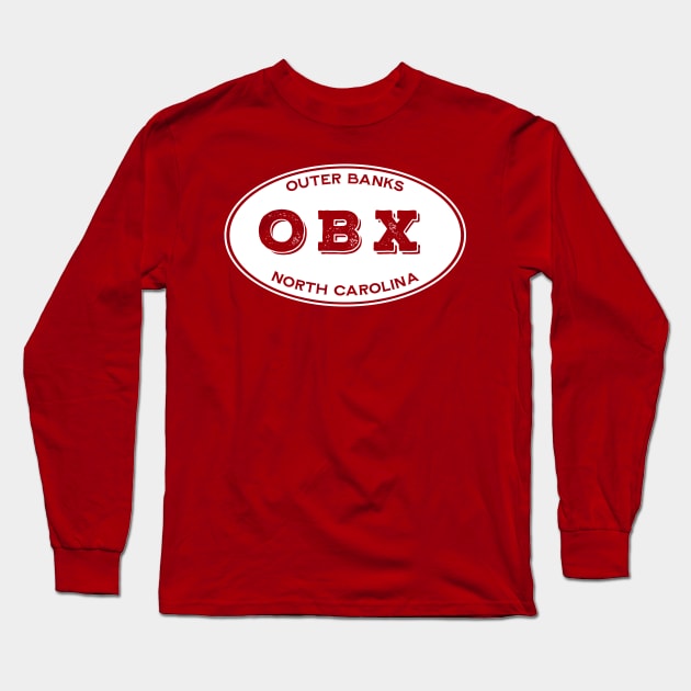 OBX Oval in White Long Sleeve T-Shirt by YOPD Artist